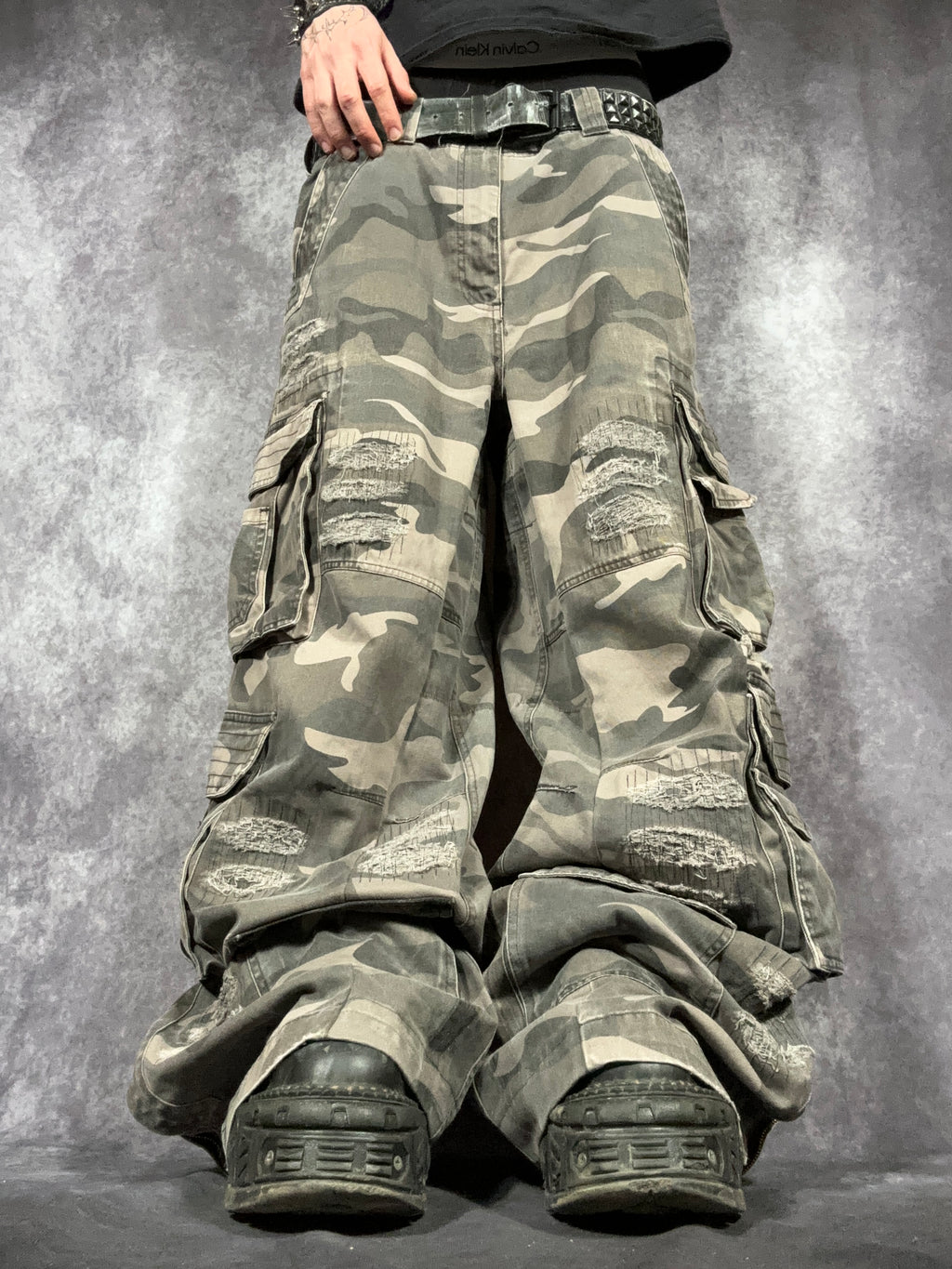 Big Baggy Distressed Repair Camo Pants