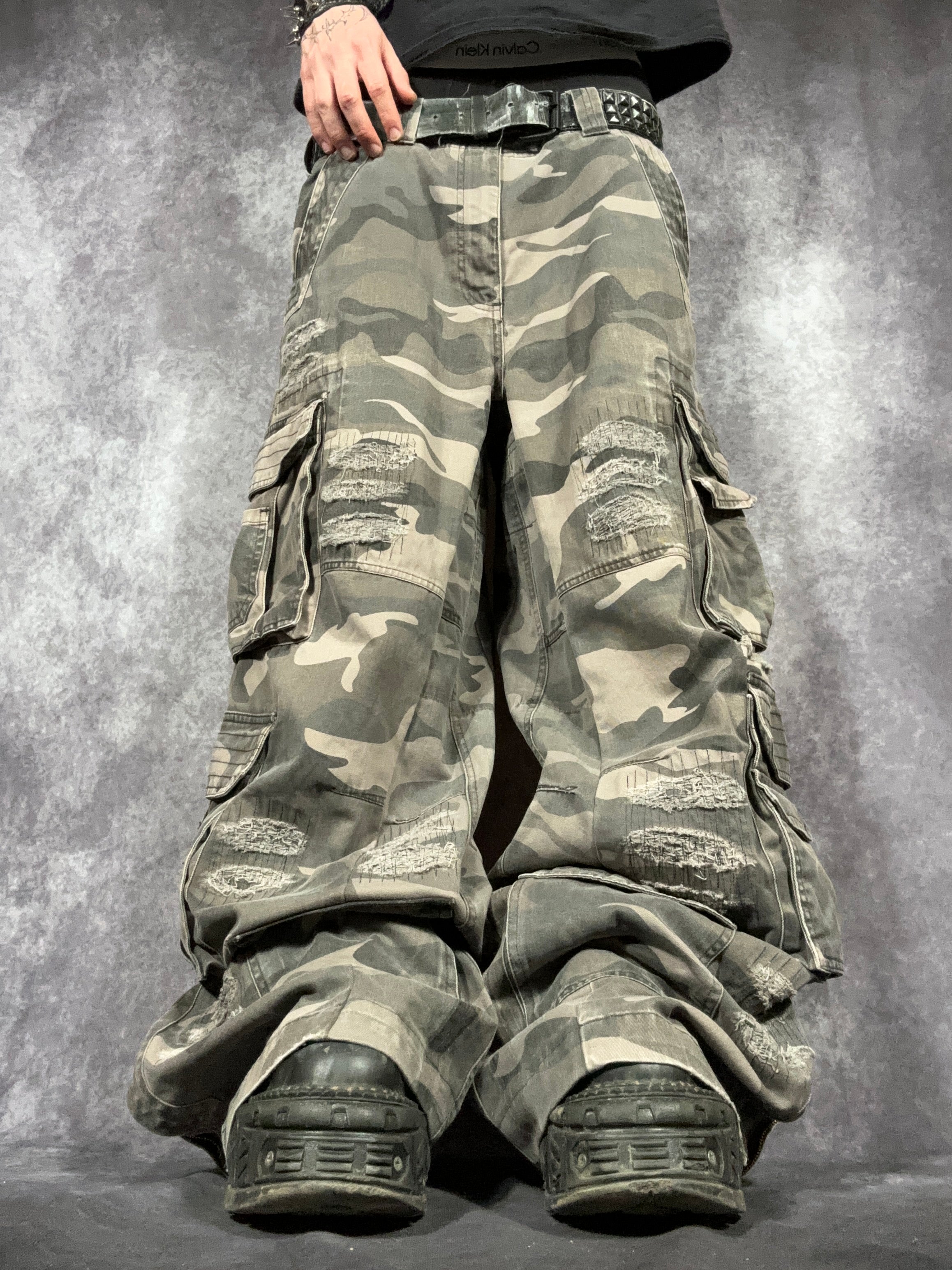 Big Baggy Distressed Repair Camo Pants