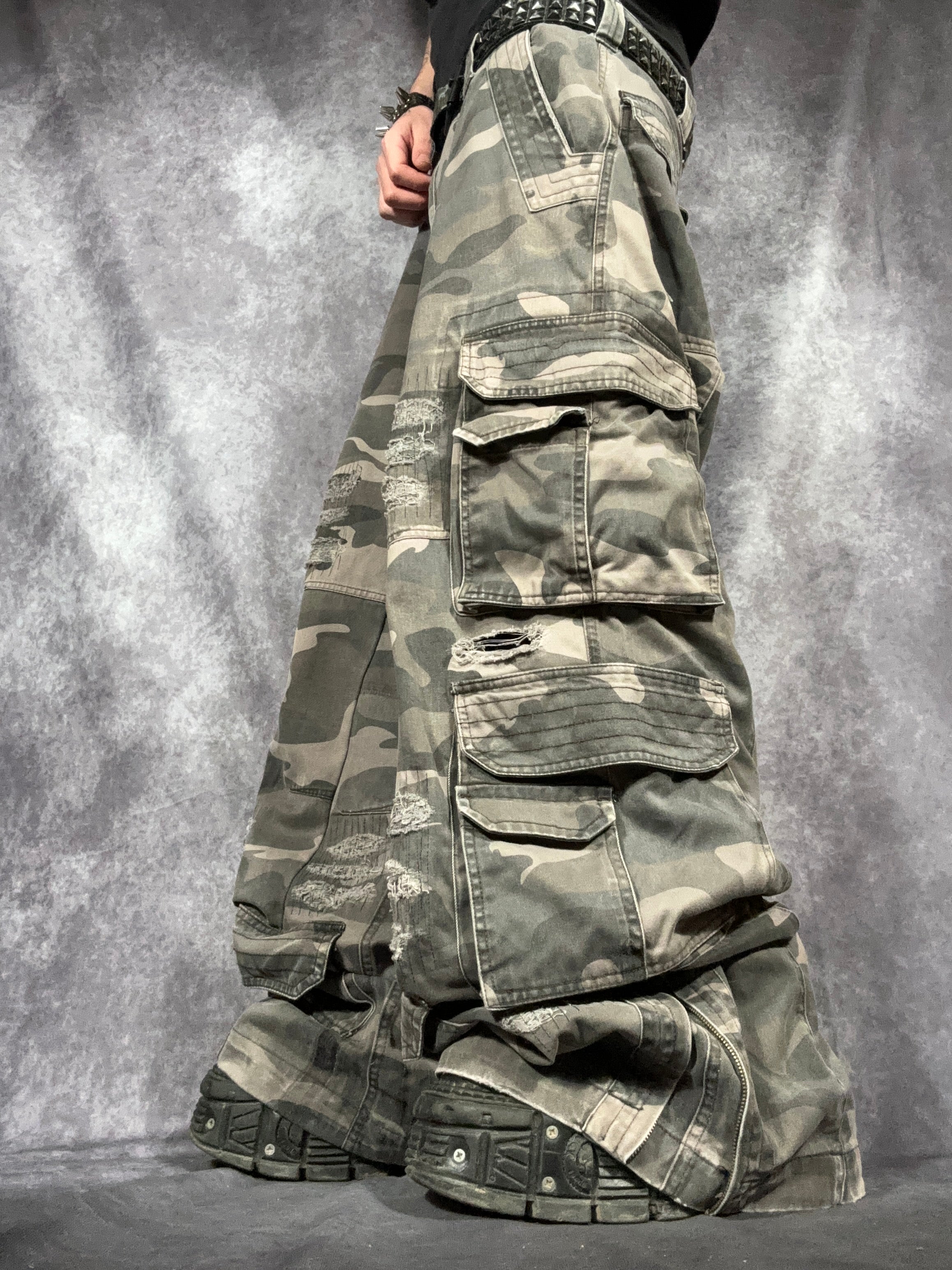Big Baggy Distressed Repair Camo Pants