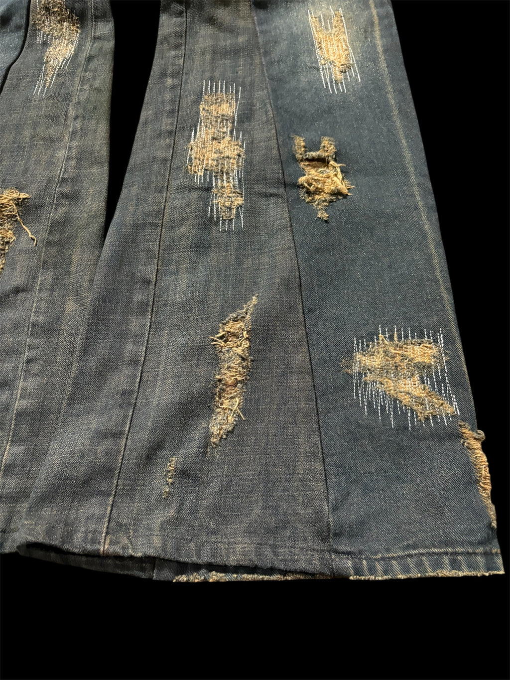 Flared Distressed Dirty Repair Jean