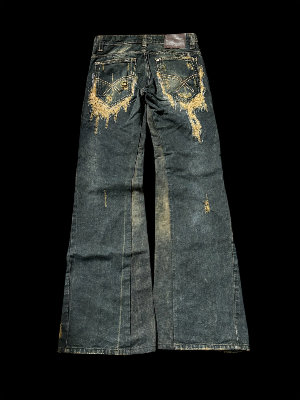 Flared Distressed Dirty Repair Jean