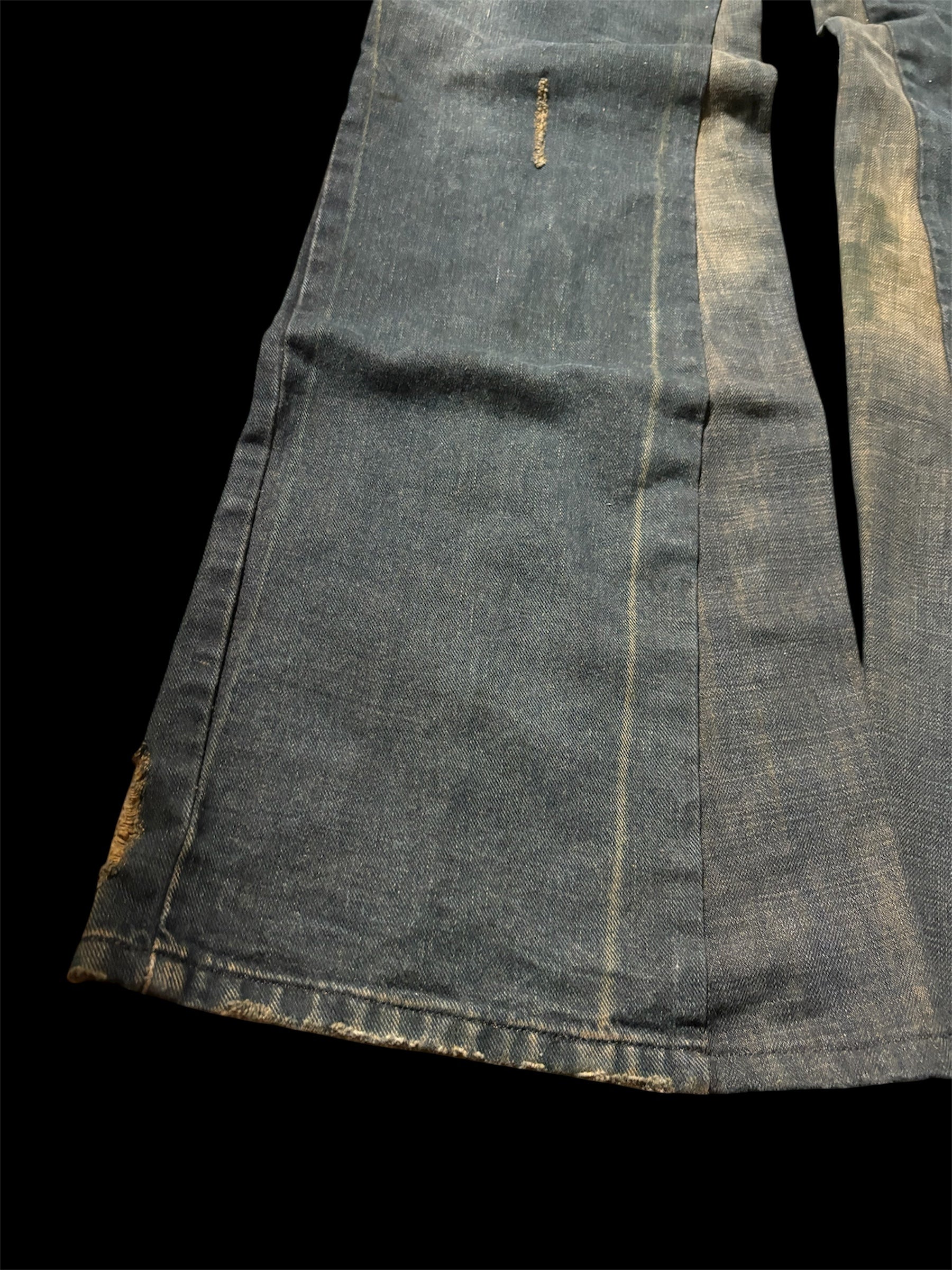 Flared Distressed Dirty Repair Jean