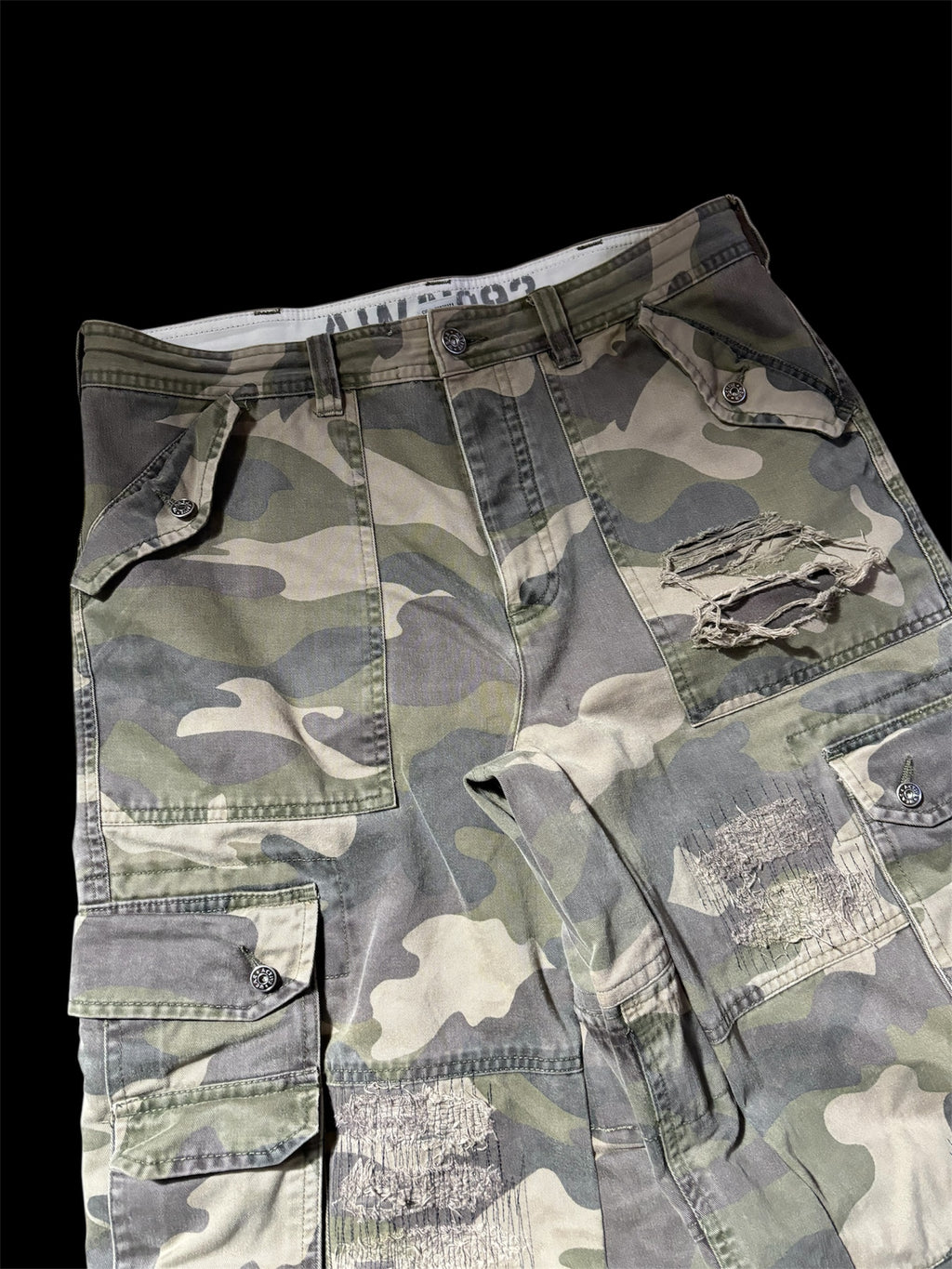 Big Baggy Camo Distressed Repair Pant