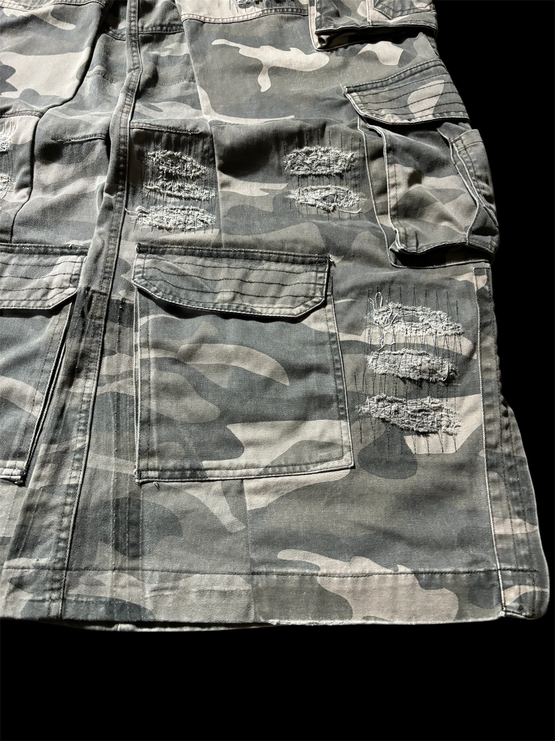 Big Baggy Distressed Repair Camo Pants