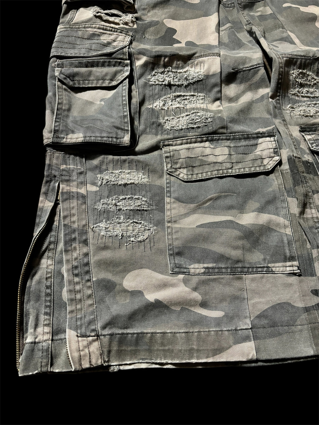 Big Baggy Distressed Repair Camo Pants