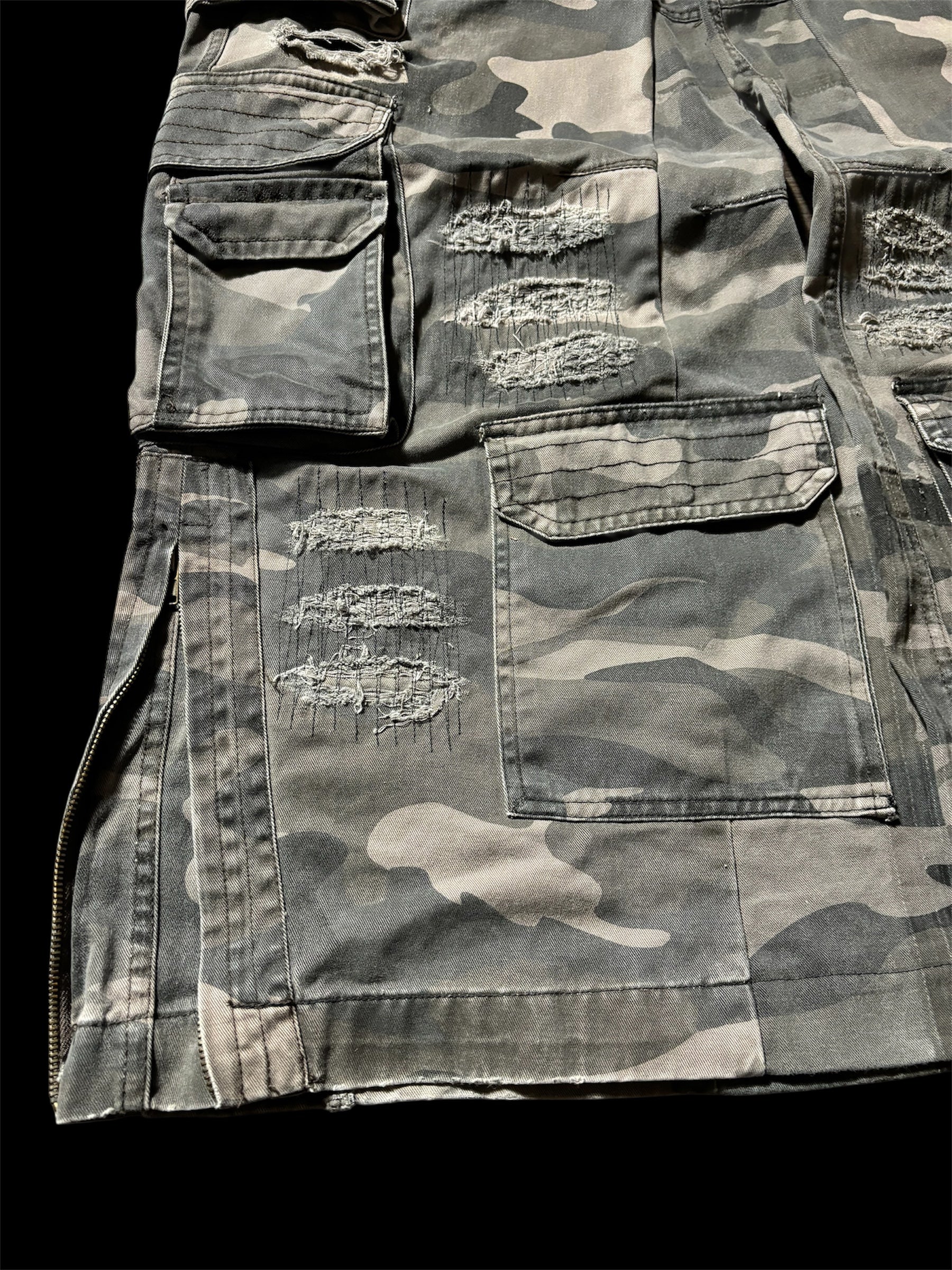 Big Baggy Distressed Repair Camo Pants