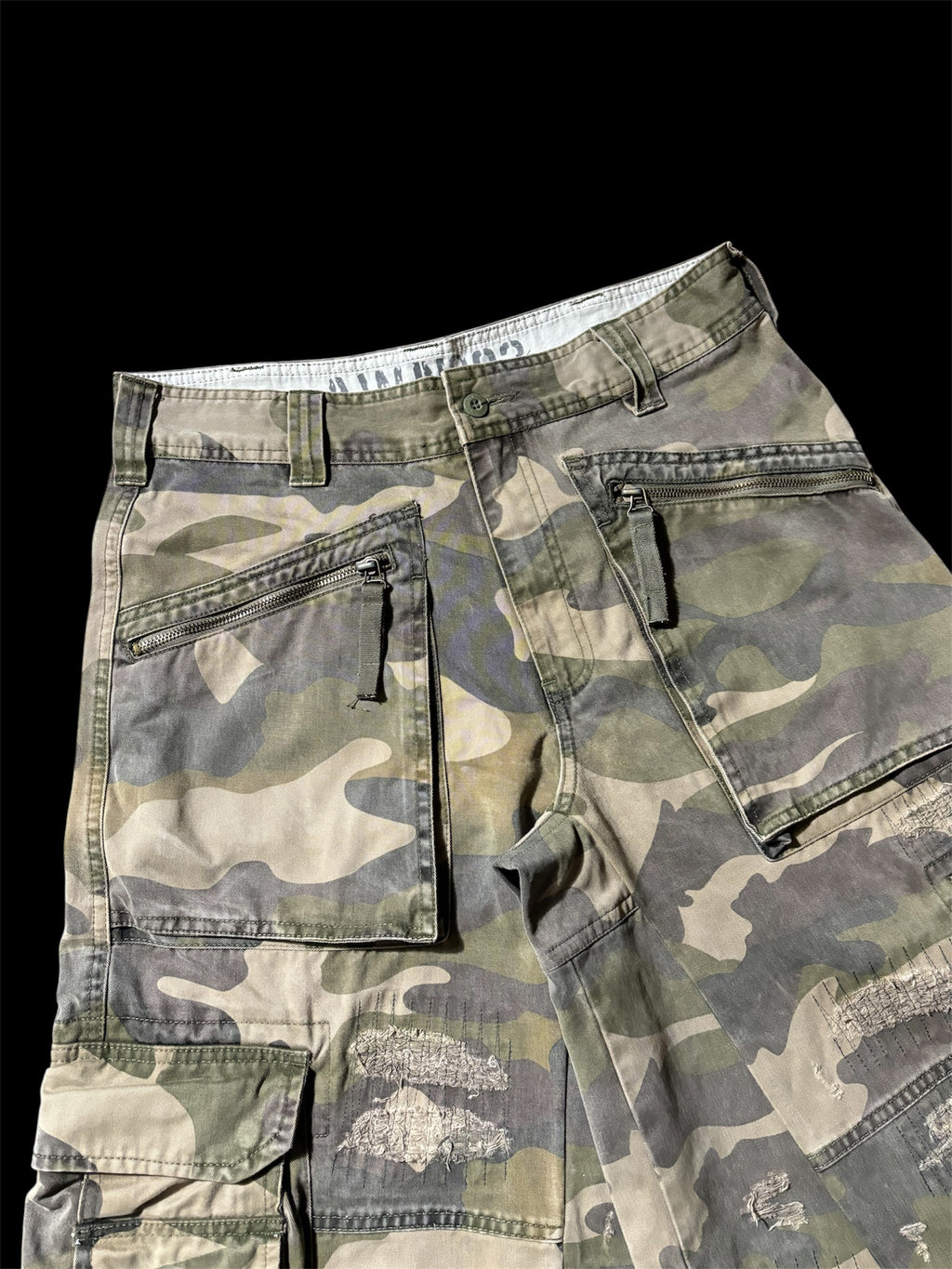 Big Baggy Distressed Repair Camo Short