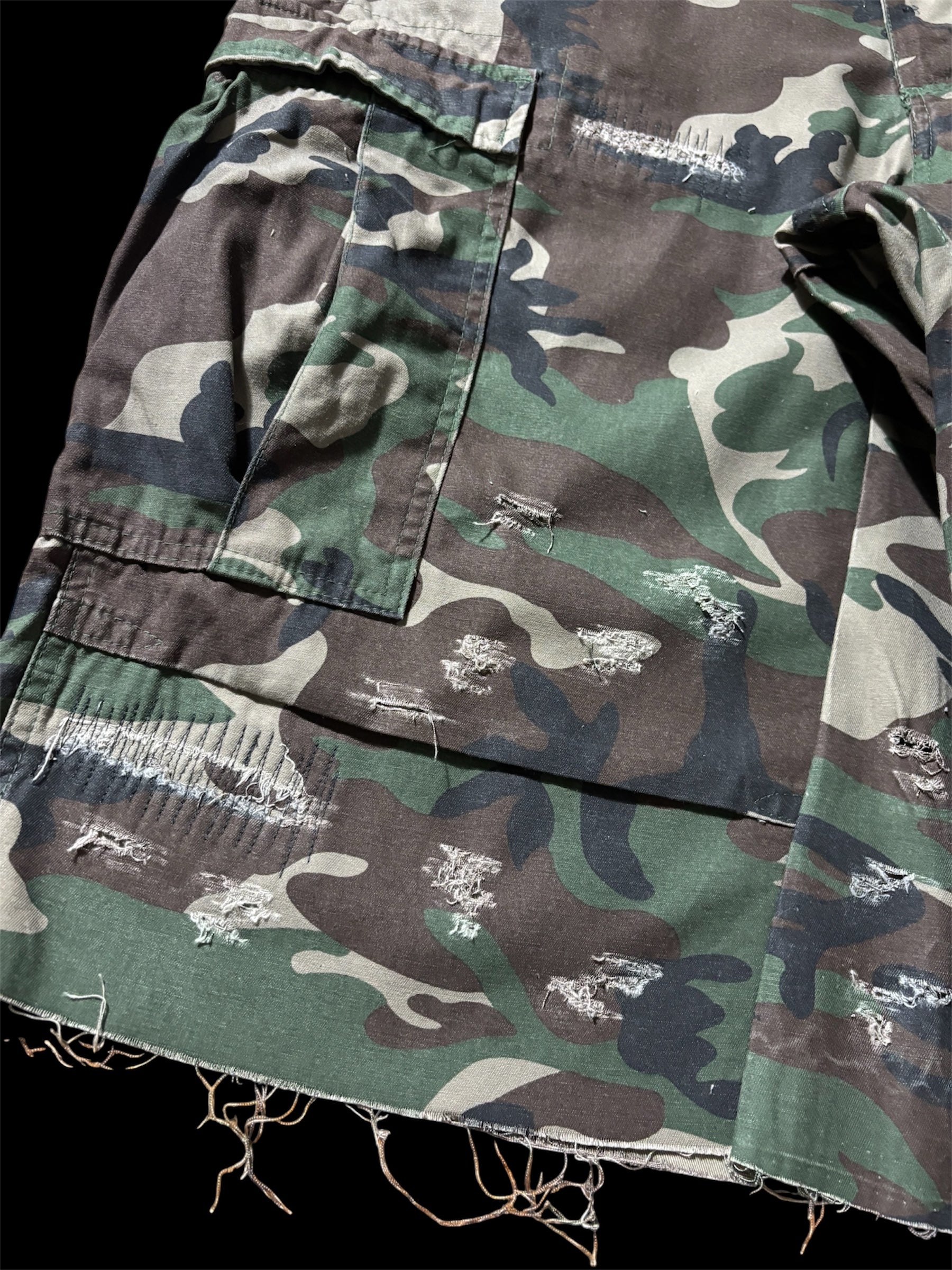 Big Baggy Distressed Repair Camo Short