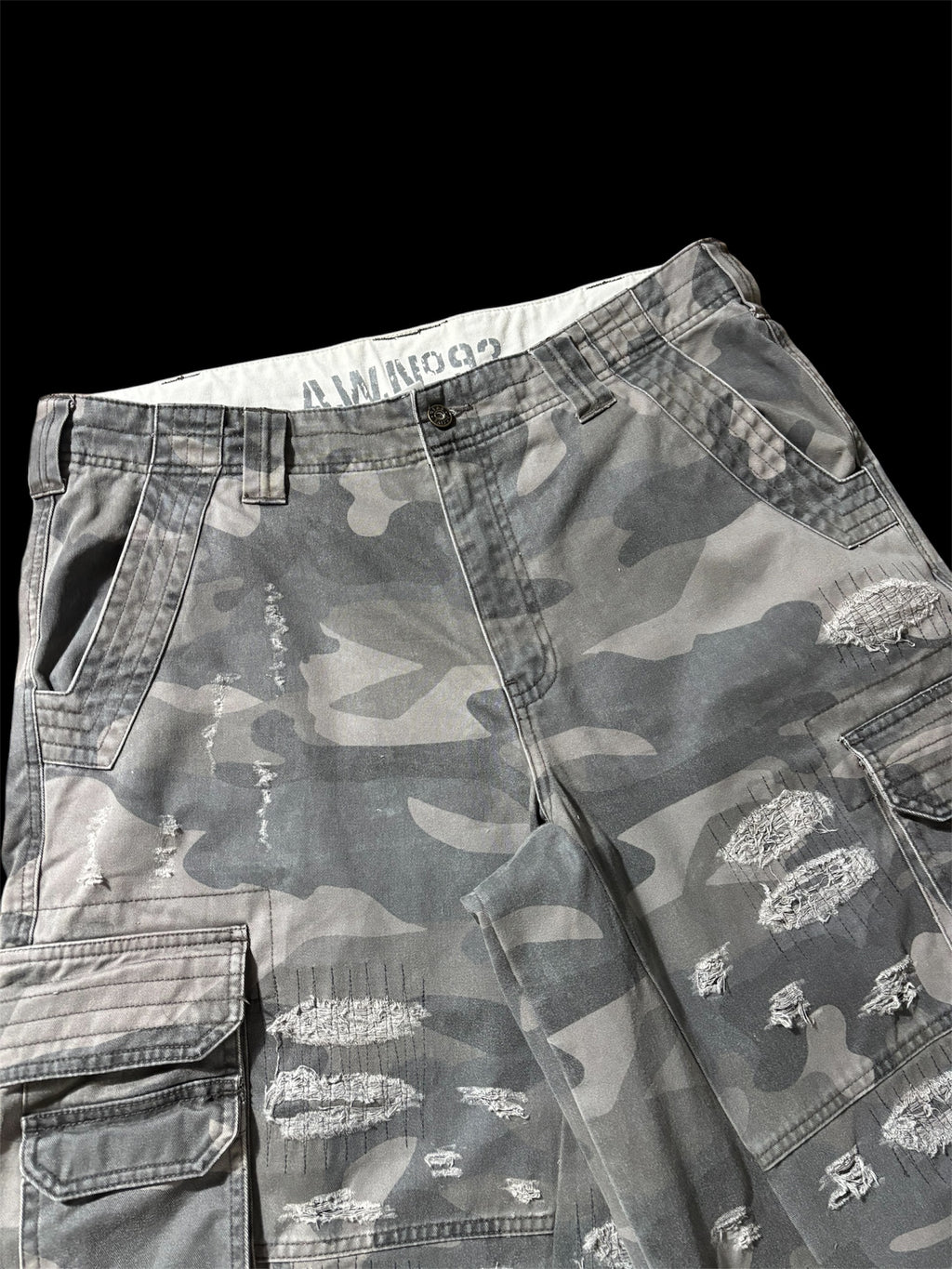Big Baggy Distressed Repair Camo Short