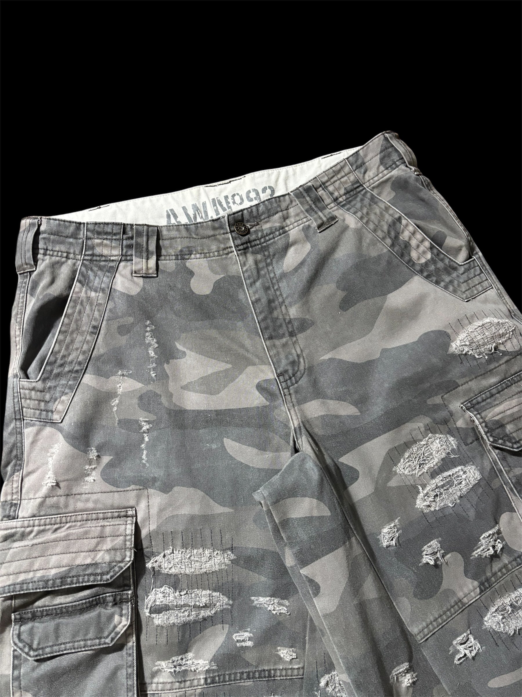 Big Baggy Distressed Repair Camo Short